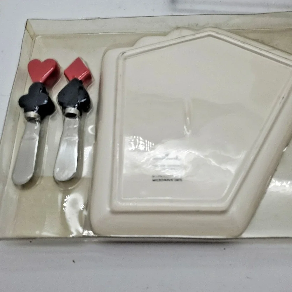 VTG Hallmark Casino Playing Cards Serving Platter W/2 Spreaders New‎ NIB